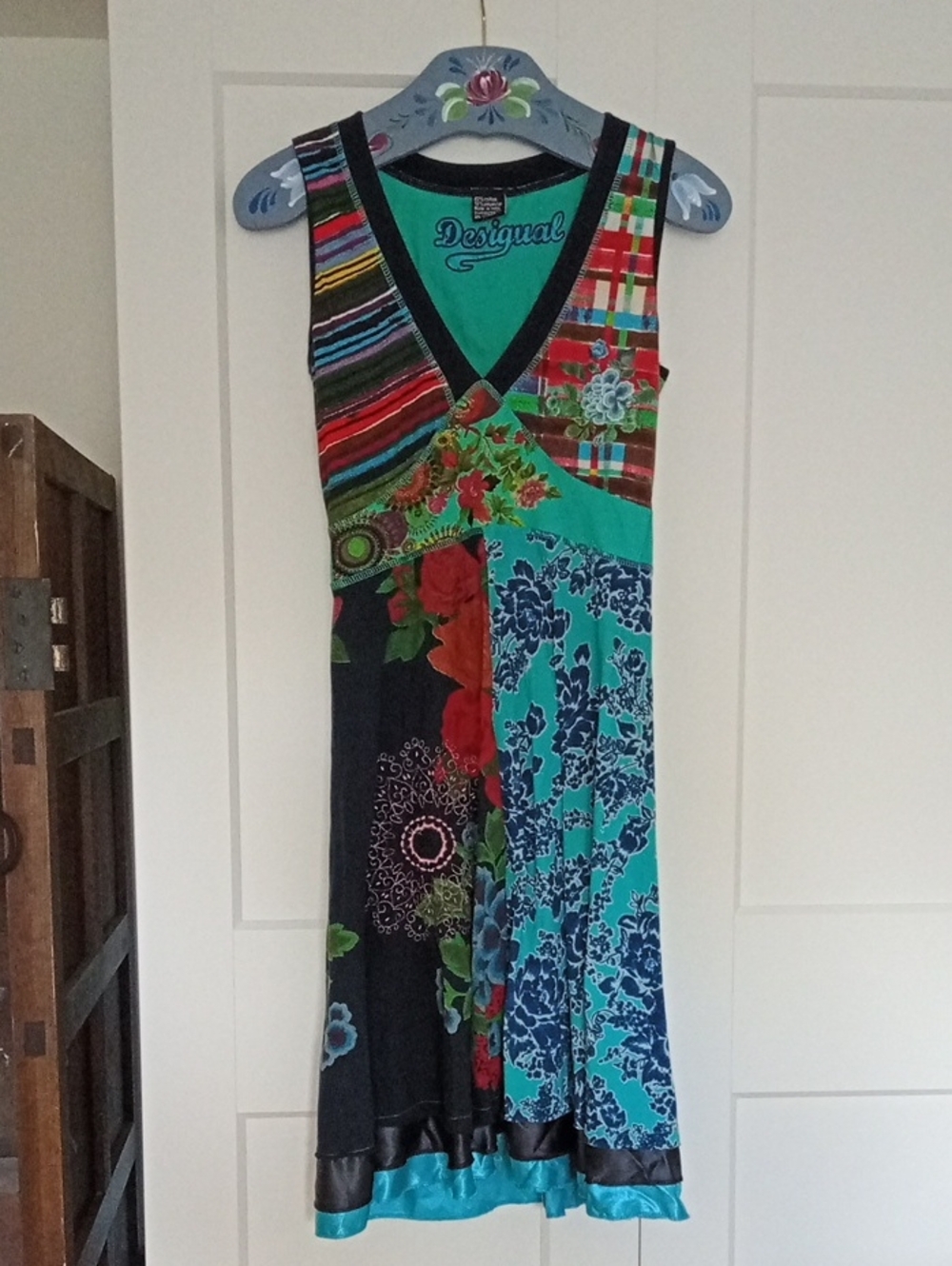 Desigual Christian Lacroix Mixed Patchwork Print  Midi Dress With Embroidery